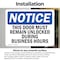 Signmission This Door Must Remain Unlocked During Business, 10 in W x Rectangle, Vinyl Decal OS-2PACK-NS-D-710-L-18601 - alternate 5